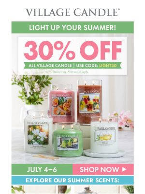 Stonewall Kitchen - Ignite Summer Fun with 30% OFF Village Candle