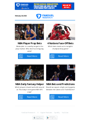 FanDuel - Thursday NBA Player Prop Bets