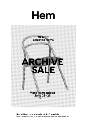Hem - New additions — more to explore in the Archive Sale