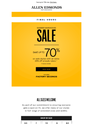 Allen Edmonds - Last chance for Warehouse Sale
