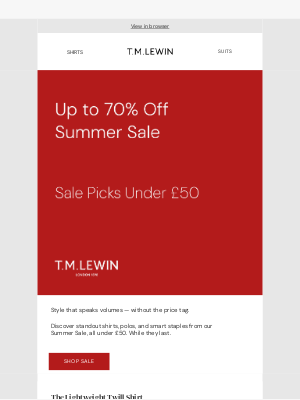 T.M.Lewin (United Kingdom) - Summer Sale Picks Under £50