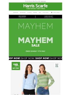 Harris Scarfe (Australia) - Final Hours of Mayhem Sale!