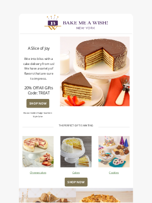 Bake Me A Wish! - Happiness Delivered? It's a Piece of Cake! Save 20%