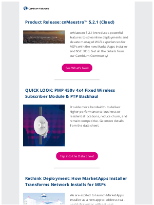 Cambium Networks - cnMaestro™ Product Release + New MarketApps Installer