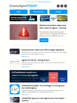 Estate Agent Today - Breaking News: Material information stakes have been raised for agents - warning