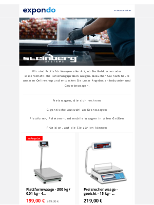 Expondo (Germany) - Steinberg Systems: präzise Industriewaagen für Ihr Unternehmen