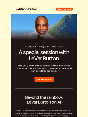 Zapier - Don't miss LeVar Burton at ZapConnect!