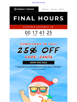 DesignByHumans - Jolly in July. 🎁 Final Hours for 25% Off.