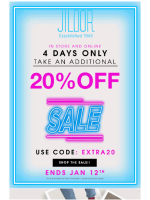 Jildor Shoes - Ends Tonight!  Take an additional 20% off ALL SALE!