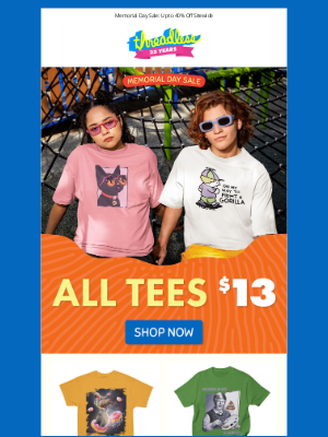 Threadless - Add $13 Tees to your summer plans. 🏝️