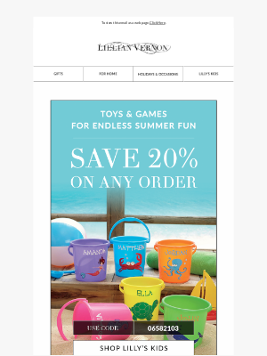 Lillian Vernon - 20% Off Toys & Games | Just in time for summer!