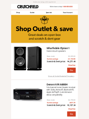 Crutchfield - Crutchfield Outlet Savings up to $1,723