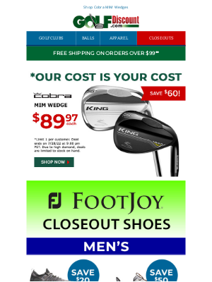 GolfDiscount.com - Save $60 on Cobra MIM Wedges, Now Just $89.97!