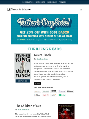 Simon & Schuster - The books we think dads will love + a special offer!