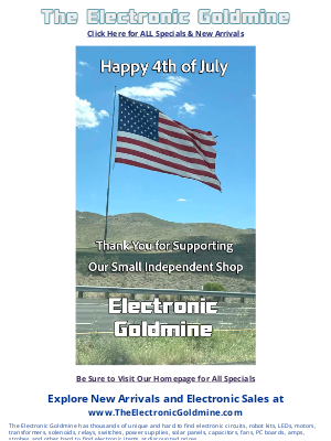 Chaney Electronics Inc. - Thank You for Supporting Our Small Independent Shop - Happy Fourth of July