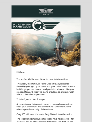Christensen Arms - Join the Platinum Rams Club