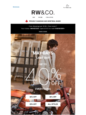 RW&CO.(Canada) - UP TO 40% OFF ENDS TODAY