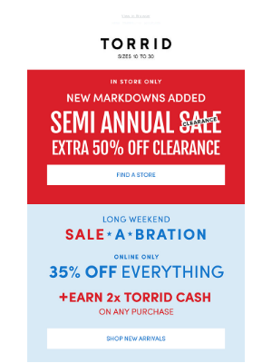 Torrid - SALE-a-brate the long weekend ☀️🙌✨