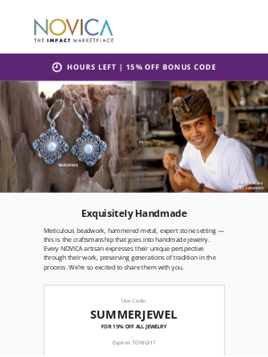 NOVICA - Your jewelry code expires tonight
