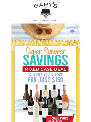 Gary’s Wine & Marketplace - SAVE Over $159 on Gary's Summer Mixed Case - 52% off - $150!