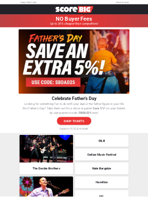 ScoreBig - 5% Off: Shop early for Dad