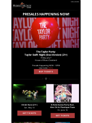 House of Blues Entertainment - ✨PRESALE: The Taylor Party: Taylor Swift Night (Eras Version)