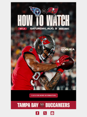 Tampa Bay Buccaneers - How to Watch: Titans vs. Buccaneers, Tomorrow at 7:30PM