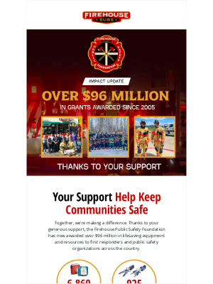 Firehouse Subs - $96 Million. All Thanks to You.