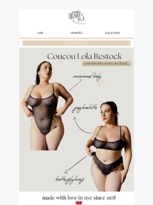 Only Hearts Ltd - Your Favorite Styles are Back... CouCou Lola Restock 🖤