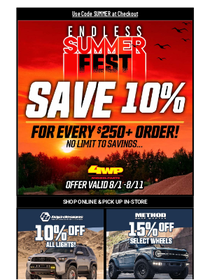 4WD Hardware - 😎  50% Off Install + 10% Off Everything = Your Endless Summer Awaits