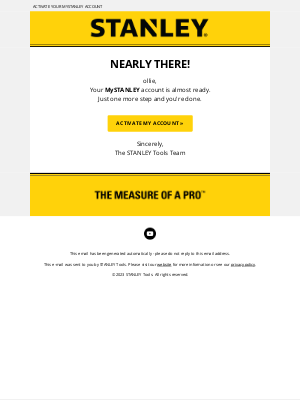Stanley Tools (United Kingdom) - Thank you for registering