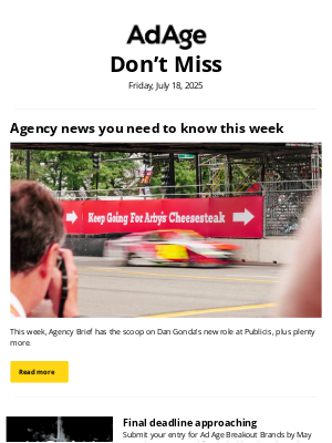 Ad Age - Agency news you need to know this week