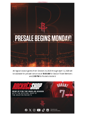 Houston Rockets - Your Presale Begins Tomorrow! 🚀