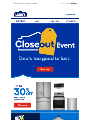 Lowe's - Our Closeout Event starts NOW‼️