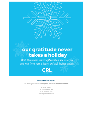 C.R. Laurence Co. - Happy Holidays from CRL