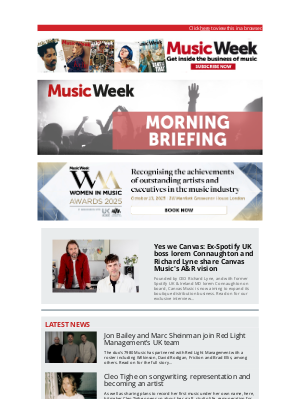 Music Week - Yes we Canvas: Ex-Spotify UK boss lorem Connaughton and Richard Lyne share Canvas Music's A&R vision