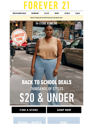 Forever 21 - Back to School Deals: $20 & Under