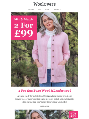 WoolOvers (United Kingdom) - 2 For £99 Pure Wool & Lambswool | Mix & Match