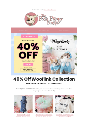 Posh Puppy Boutique - Spring is coming! Get 40% off new Wooflink collection