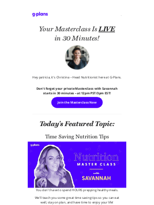 G-Plans - patricia, your Masterclass is starting!