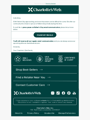 Charlotte's Web - Father's Day: Manage Your Email Preferences