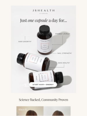 JS Health Vitamins - Just One Capsule for Hair, Skin, Nails + Energy