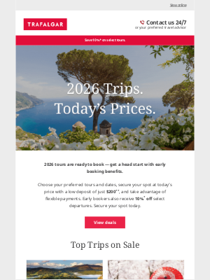 Trafalgar Pty Ltd - Plan ahead, pay less: Lock in 2026 travel today