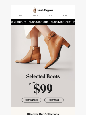 Hush Puppies - Ends Midnight |  Selected Boots From $99