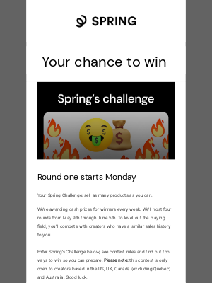 Teespring - 🤑 CASH PRIZE: sell to win our Spring Challenge next week