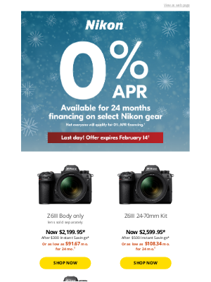 NikonUSA - 0% APR Offer Ends Today!