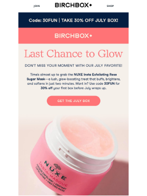 Birchbox(United Kingdom) - Tick Tock! Your 30% Off Deal Vanishes Tonight ✨