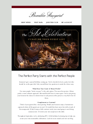 Beaulieu Vineyard - The Art of Celebration: Curating Your Guest List