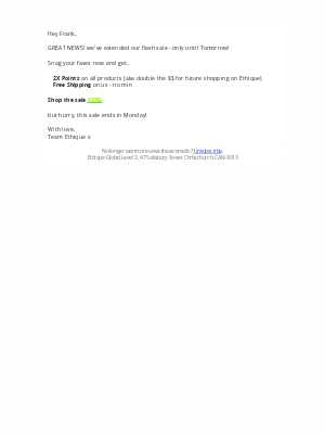 Ethique - flash sale extended!