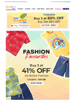 FirstCry (India) - 🧒 Triple the Styles, Flat 60% OFF! 😍